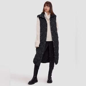 NEW Long Quilted Sleeveless Down Vest Waistcoat (Black) - Gentle Herd